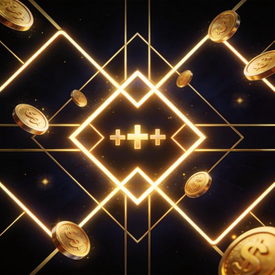 Slots-style game with golden neon patterns